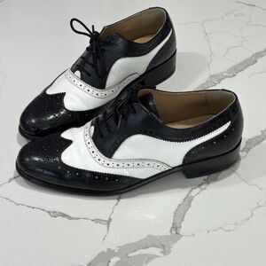 Donato Marrone Oxford Black & White Leather Men's Dress Shoes Sz 7.5 EEE Cap Toe
